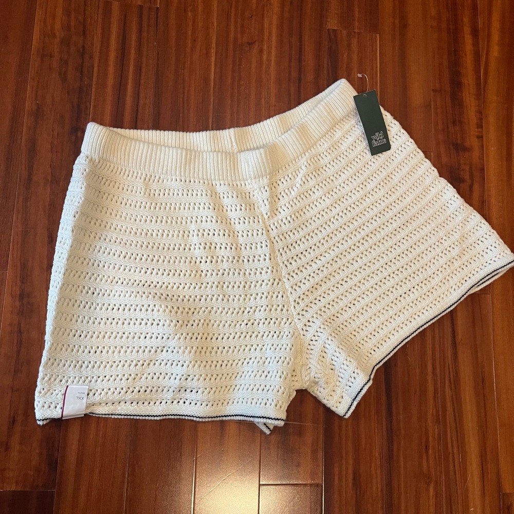 Wild Fable Crochet Shorts Open Knit Cream Off White Casual New Size Plus 2X XXL‎
